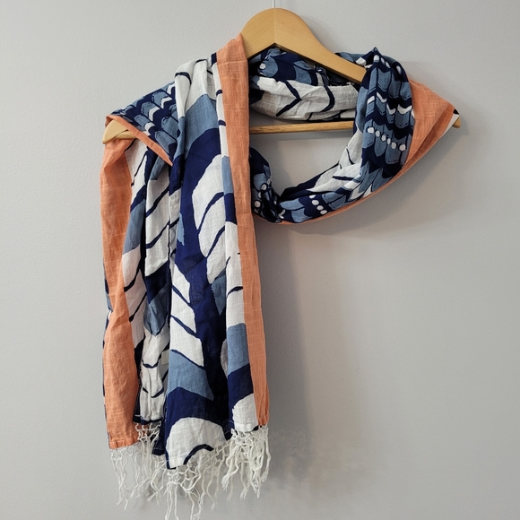 Glass beaded Fringe 100% Cotton Scarf Banana Republic - Picture 4 of 8